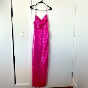 Retrofete pink sequin gown NWOT